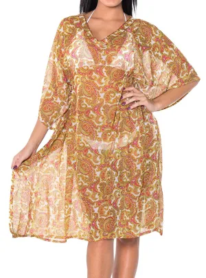 LA LEELA Bikini Swim Beach wear Swimsuit Cover ups Women Caftan Dress Printed