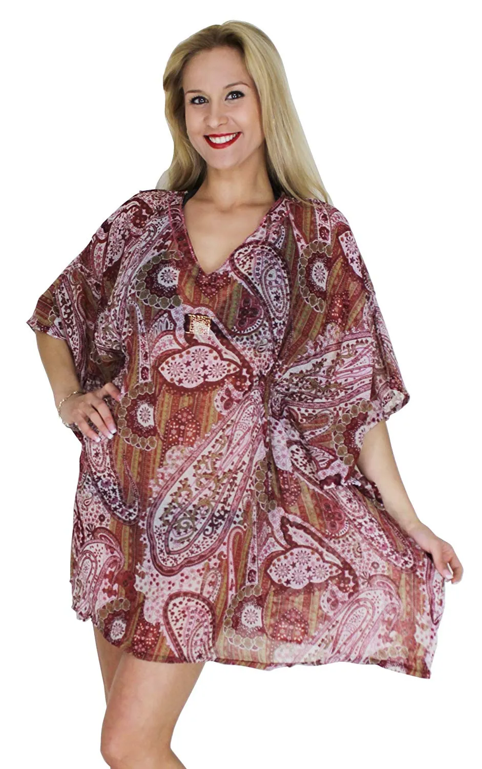 LA LEELA Bikini Swim Beach wear Swimsuit Cover ups Women Caftan Dress Printed