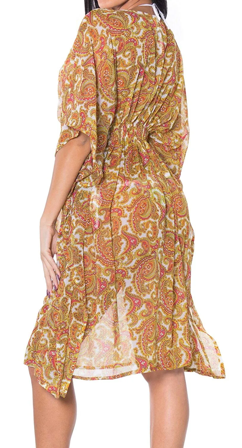 LA LEELA Bikini Swim Beach wear Swimsuit Cover ups Women Caftan Dress Printed