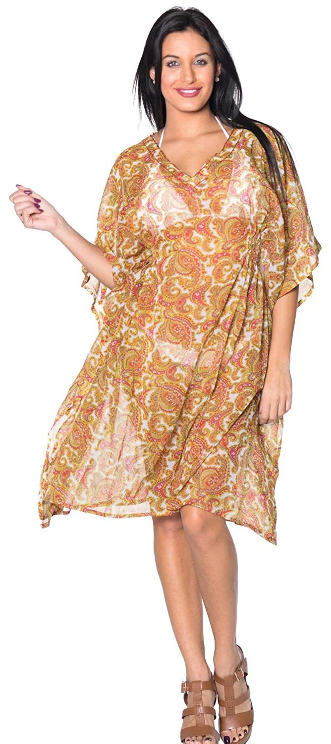 LA LEELA Bikini Swim Beach wear Swimsuit Cover ups Women Caftan Dress Printed