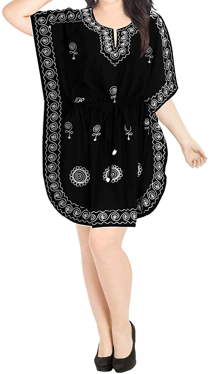 LA LEELA Rayon Solid 01 Women's Kaftan Kimono Nightgown Dress Beachwear Cover up