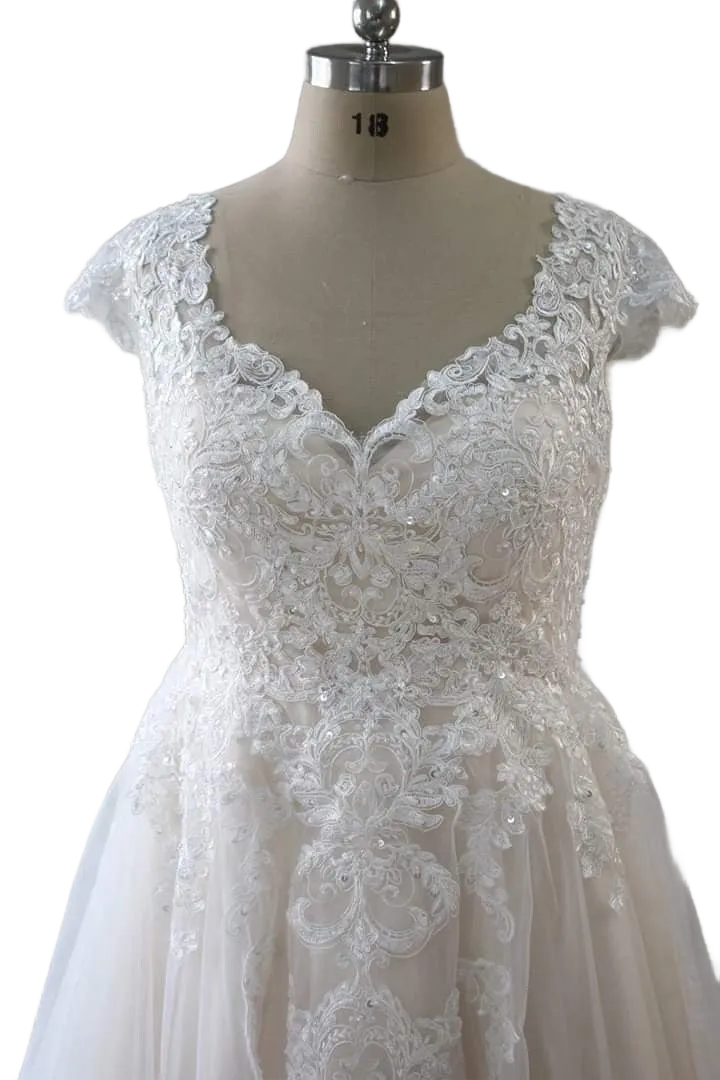 Lace Boho Cap Sleeve Wedding Gown Simple Wedding Gown