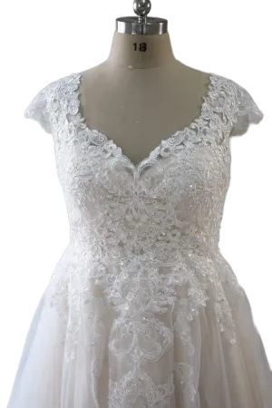 Lace Boho Cap Sleeve Wedding Gown Simple Wedding Gown