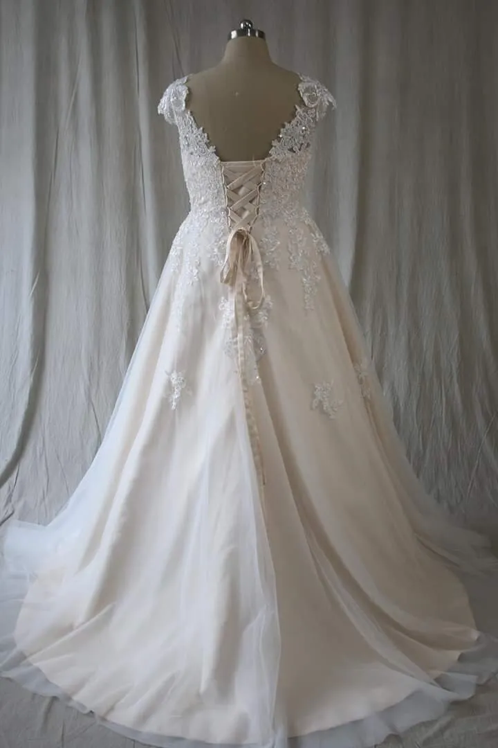 Lace Boho Cap Sleeve Wedding Gown Simple Wedding Gown