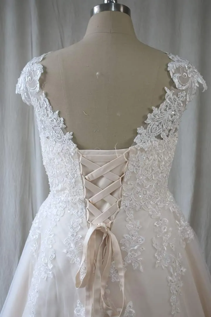 Lace Boho Cap Sleeve Wedding Gown Simple Wedding Gown