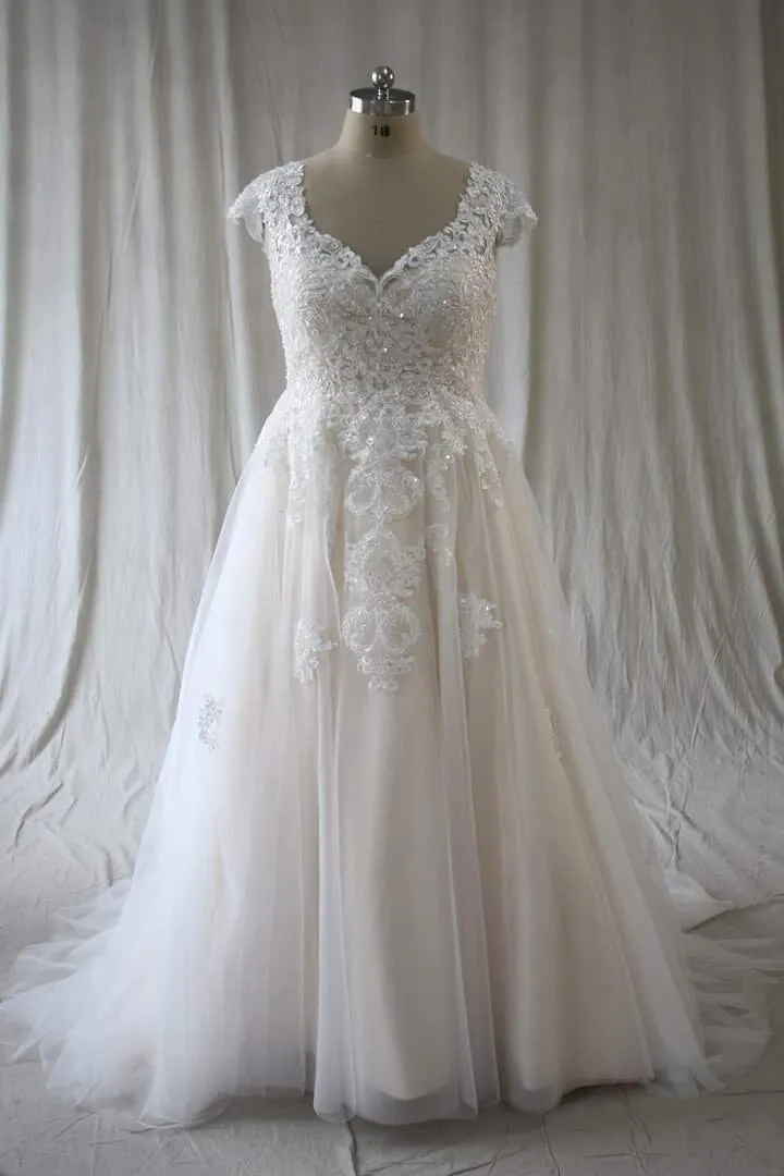 Lace Boho Cap Sleeve Wedding Gown Simple Wedding Gown