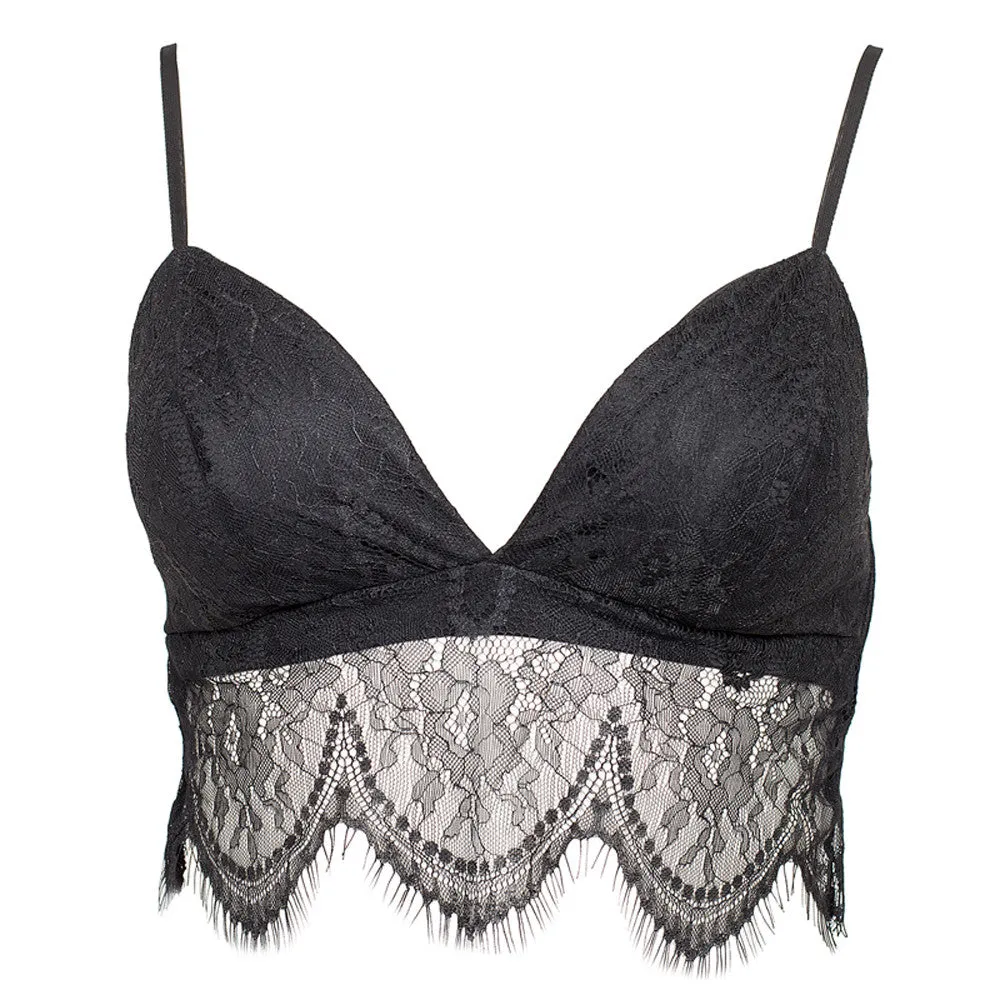 Lace Trim Mesh Bralette Top