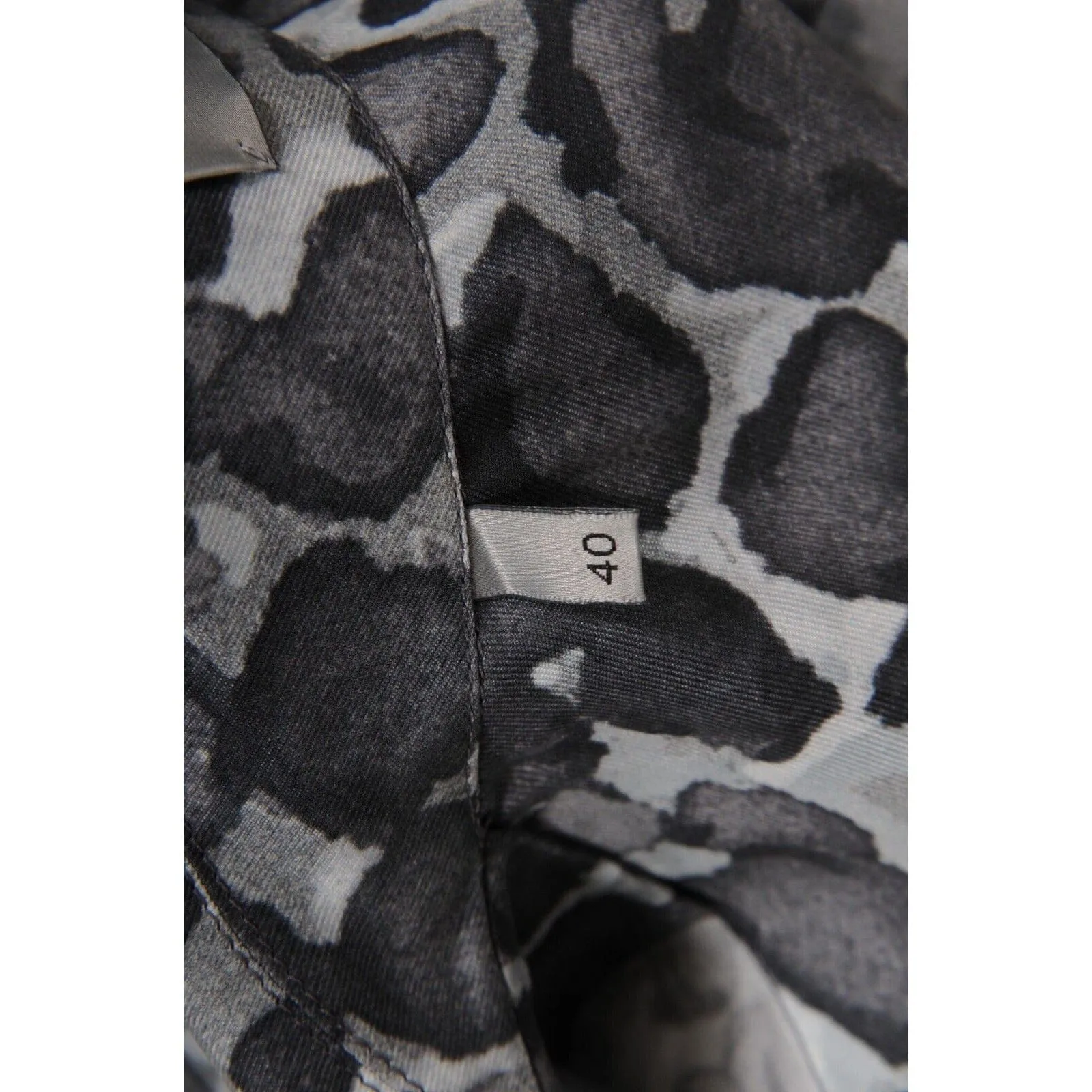 Leopard Cheetah Print Pajama Shirt Gray Silk Logo Button Down