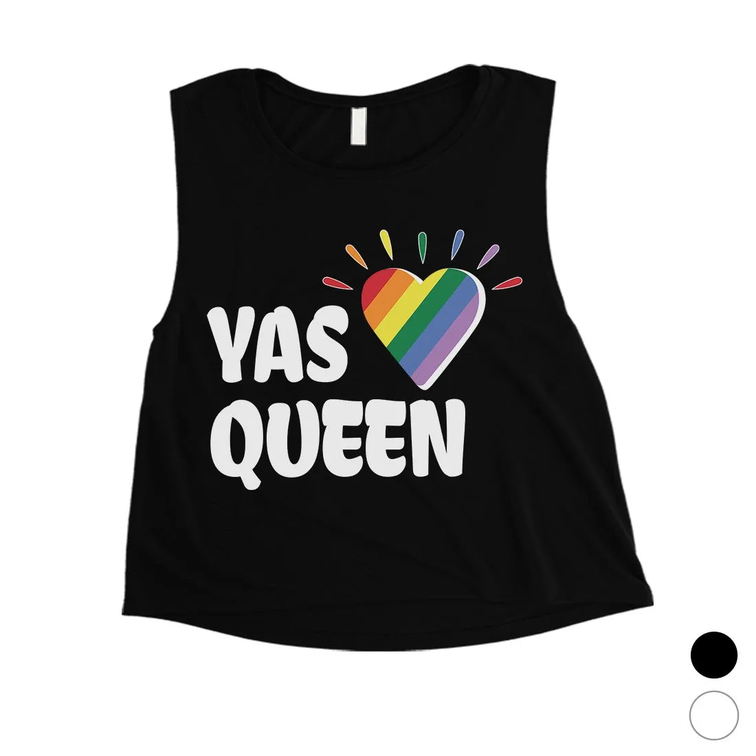 LGBT Yas Queen Rainbow Heart Womens Crop Top