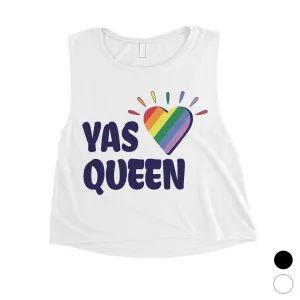 LGBT Yas Queen Rainbow Heart Womens Crop Top