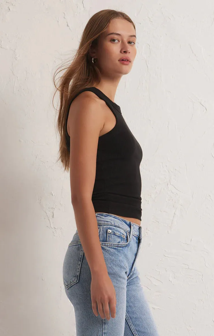 Lily Rib Tank Black