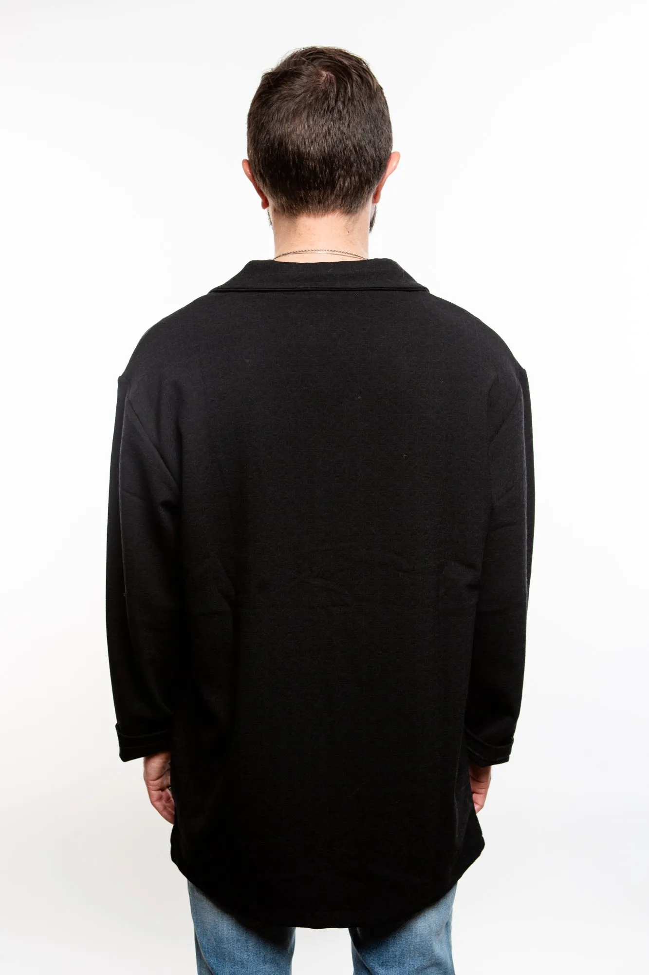 Linen Blend Overshirt - Black