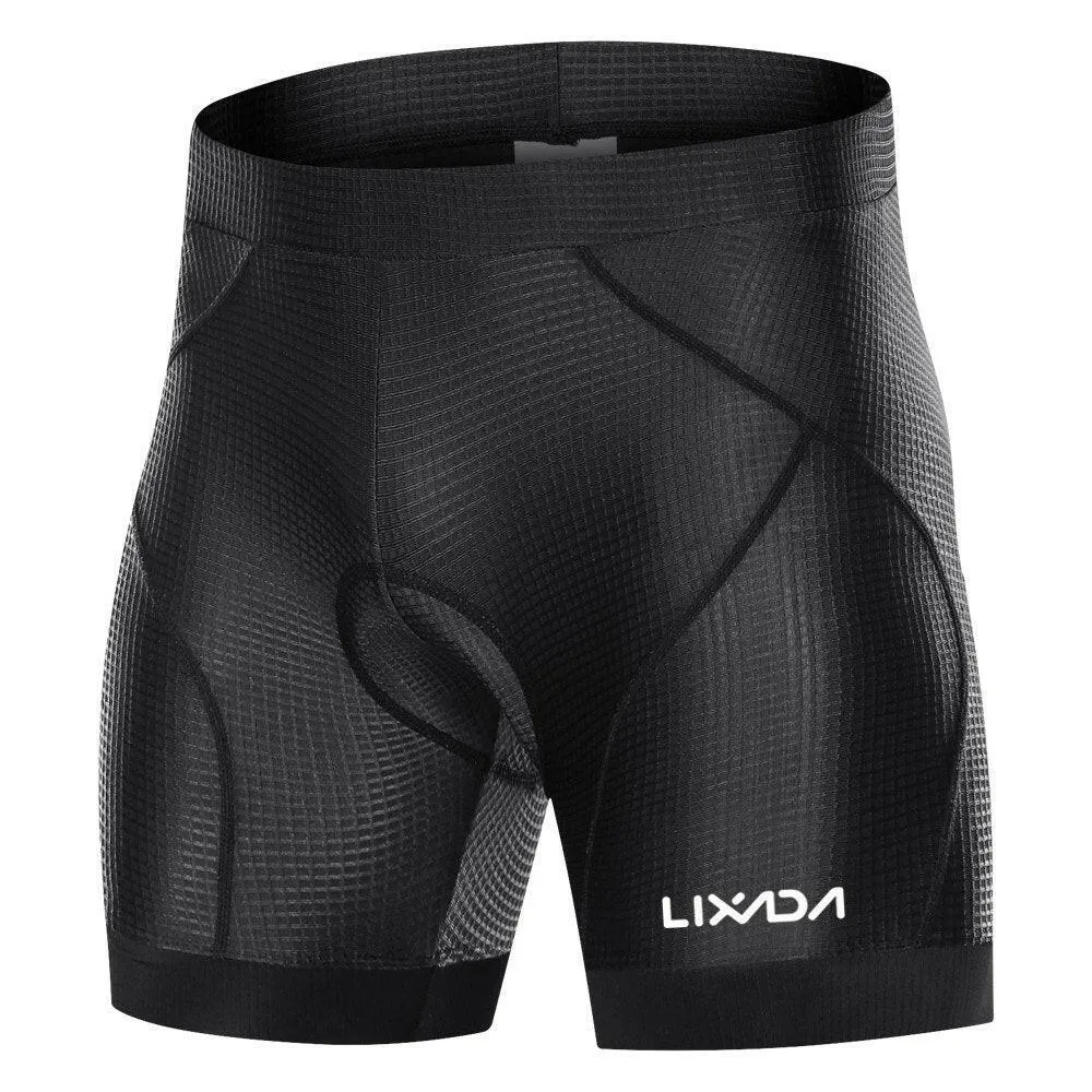 Lixada Men Bike Padded Shorts with Anti-Slip Leg Grips Cycling 3D Padded Underwear Bicycle Padding Riding Shorts Biking Underwear Shorts