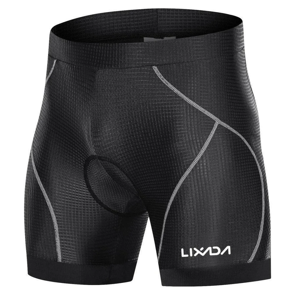Lixada Men Bike Padded Shorts with Anti-Slip Leg Grips Cycling 3D Padded Underwear Bicycle Padding Riding Shorts Biking Underwear Shorts