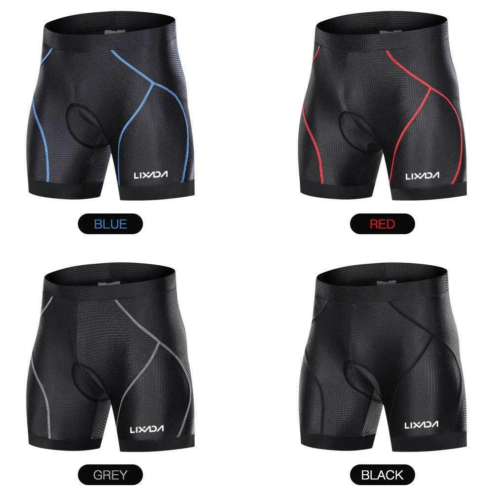 Lixada Men Bike Padded Shorts with Anti-Slip Leg Grips Cycling 3D Padded Underwear Bicycle Padding Riding Shorts Biking Underwear Shorts