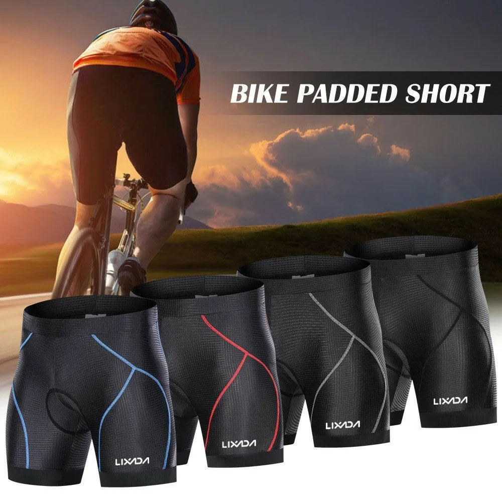 Lixada Men Bike Padded Shorts with Anti-Slip Leg Grips Cycling 3D Padded Underwear Bicycle Padding Riding Shorts Biking Underwear Shorts