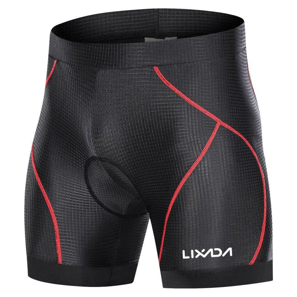 Lixada Men Bike Padded Shorts with Anti-Slip Leg Grips Cycling 3D Padded Underwear Bicycle Padding Riding Shorts Biking Underwear Shorts