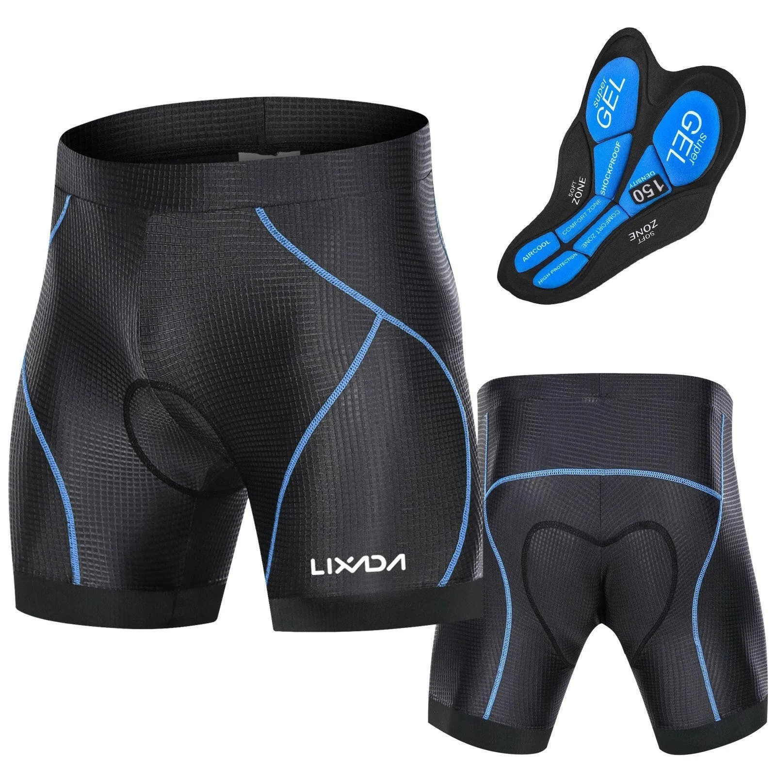 Lixada Men Bike Padded Shorts with Anti-Slip Leg Grips Cycling 3D Padded Underwear Bicycle Padding Riding Shorts Biking Underwear Shorts
