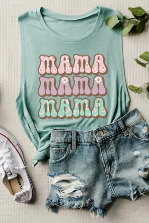 Mama Flower Letters Tank Top
