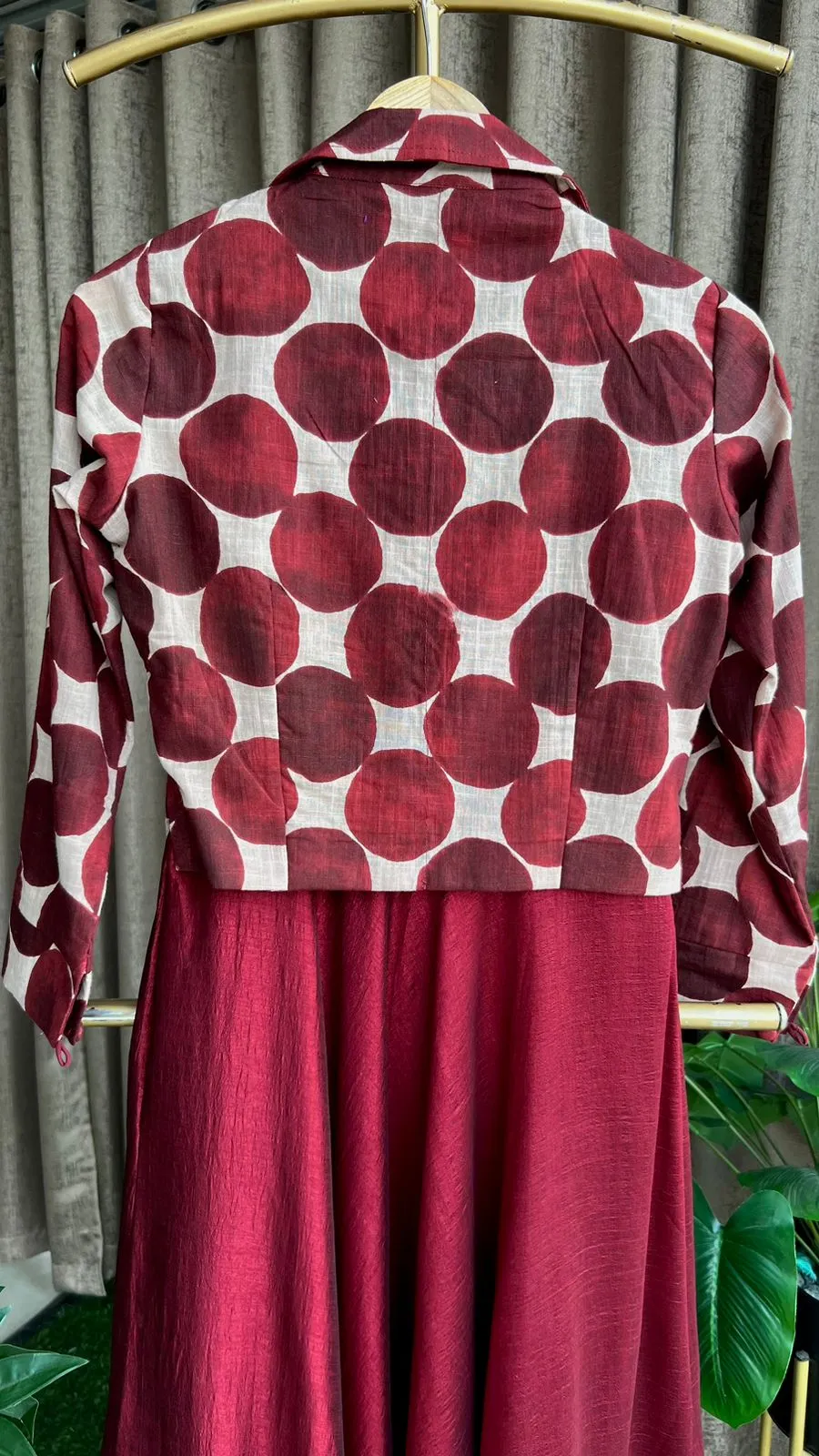 Maroon spaghetti dress & blazer coord sets
