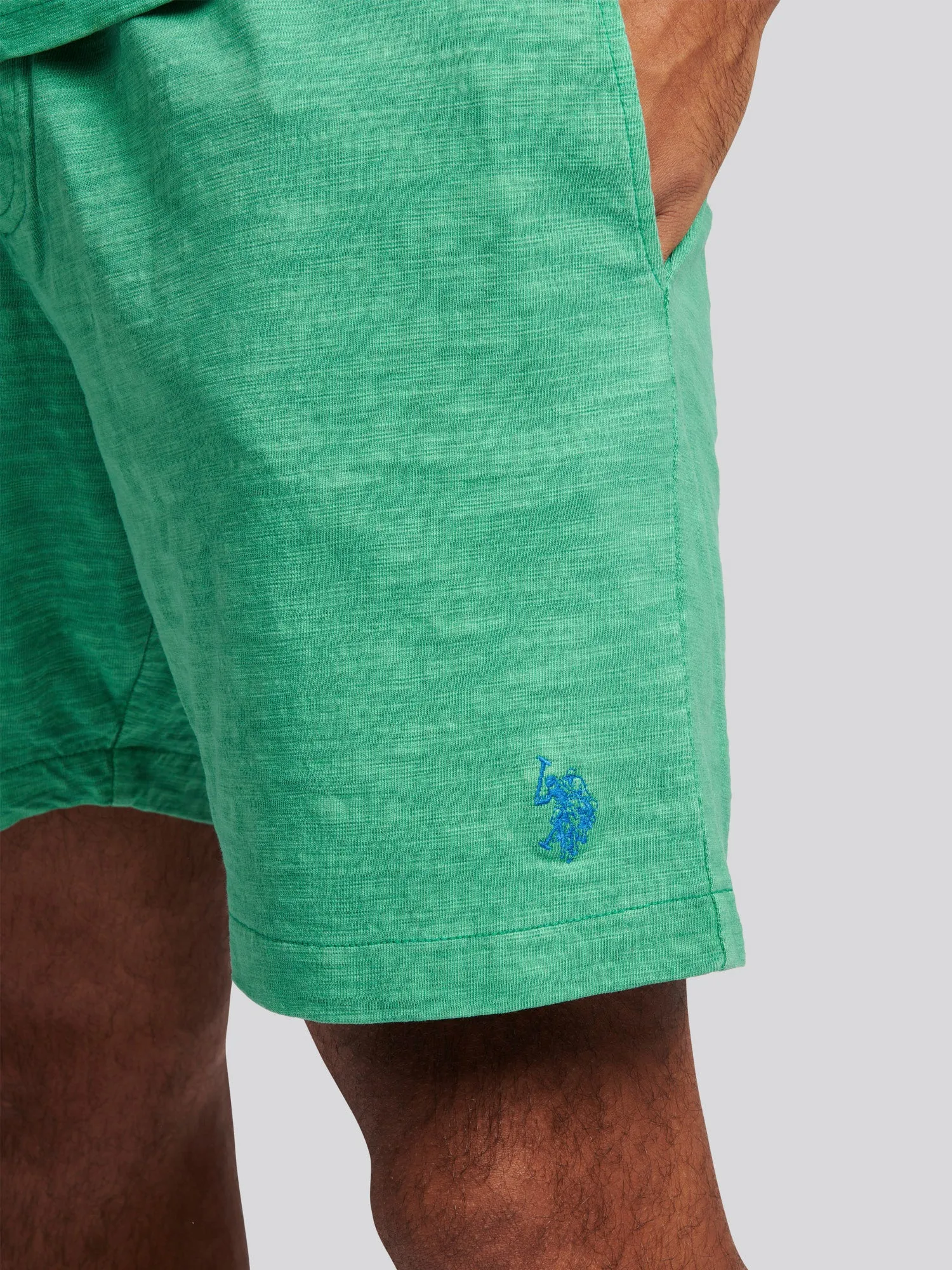Mens Garment Dye Sweat Shorts in Golf Green