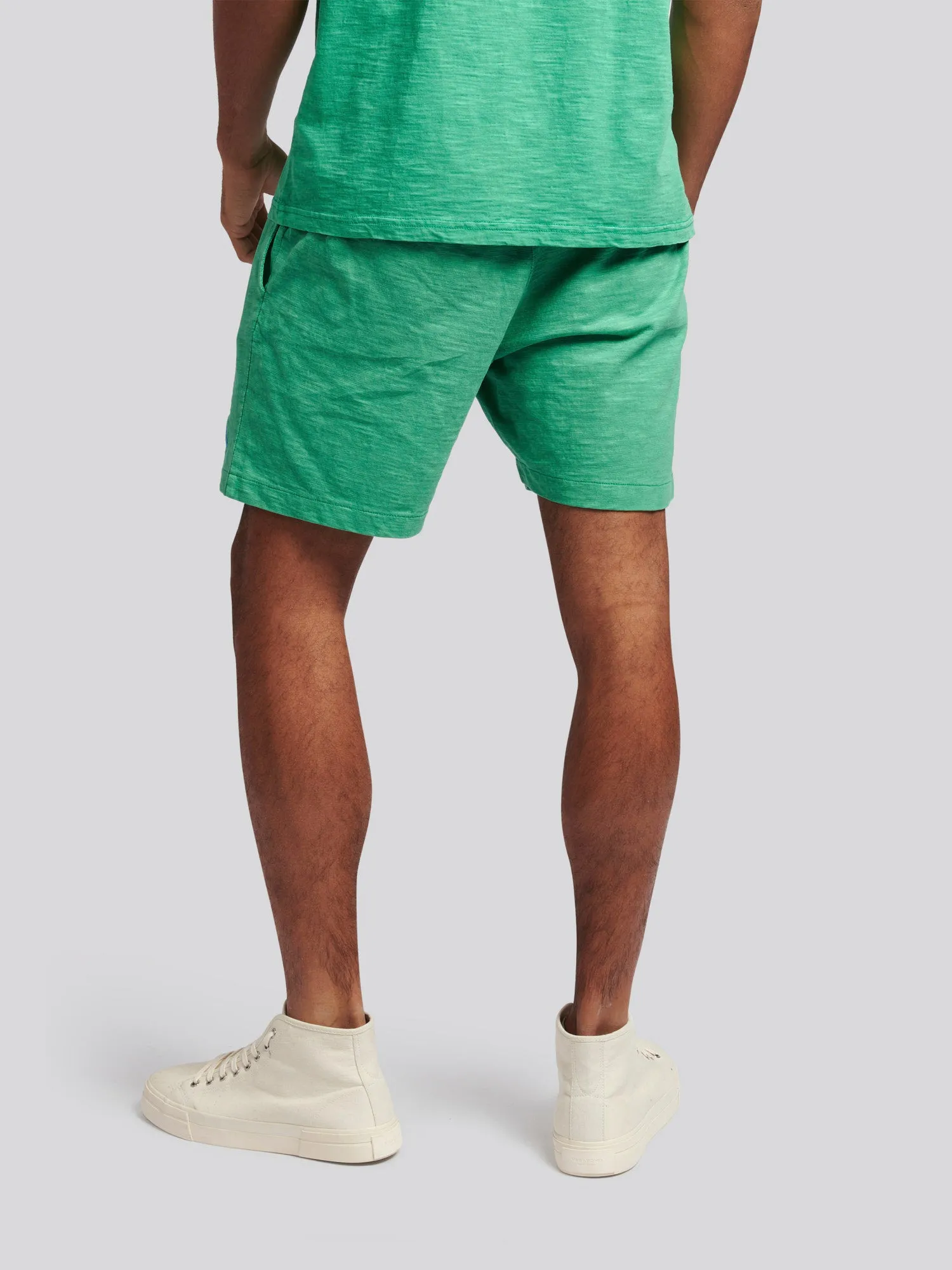 Mens Garment Dye Sweat Shorts in Golf Green