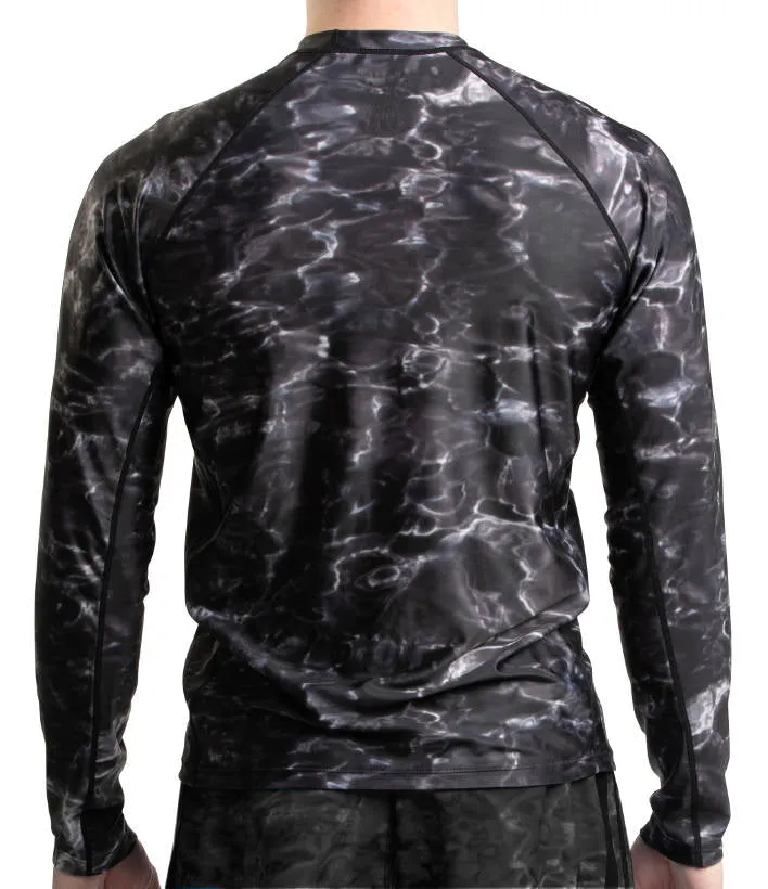 Mens Long Sleeve UV Rash Guard Camo Swim Shirt | Aqua Design