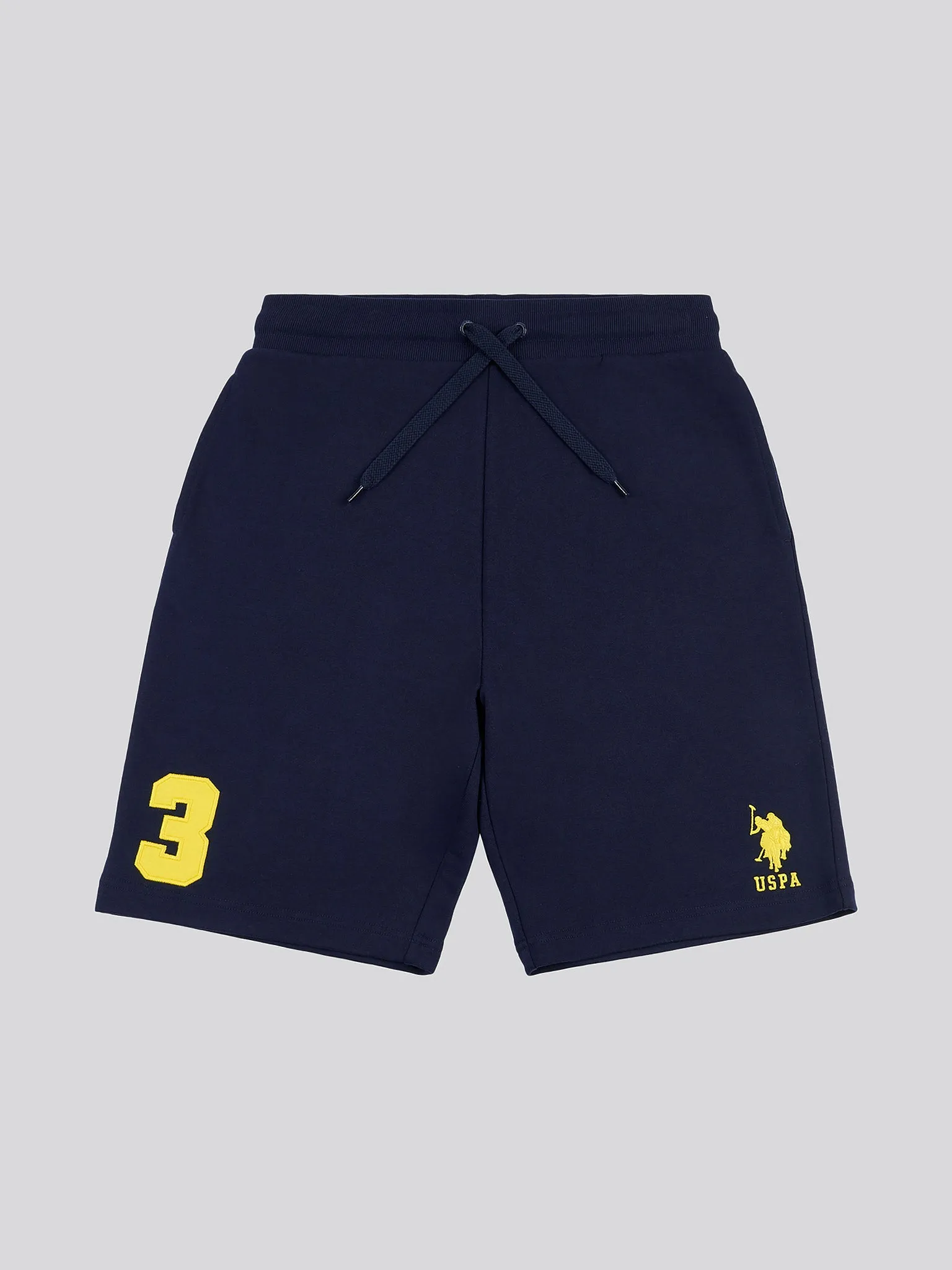 Mens Player 3 Sweat Shorts in Navy Blazer Yellow DHM