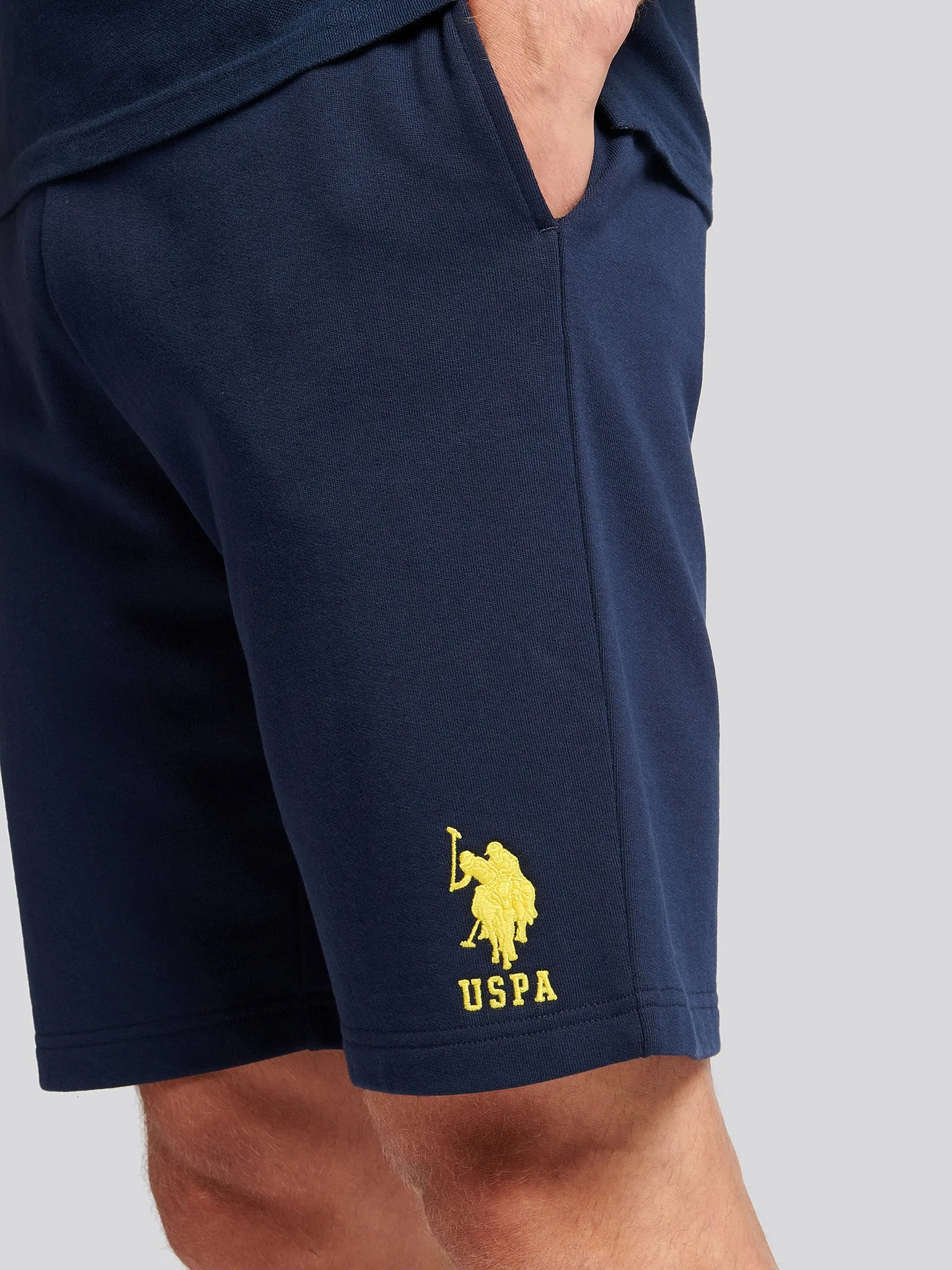 Mens Player 3 Sweat Shorts in Navy Blazer Yellow DHM