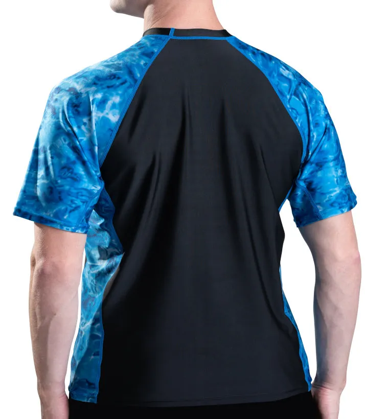 Mens Rash Guard Short Sleeve Swim Shirt UV 50  | Aqua Design