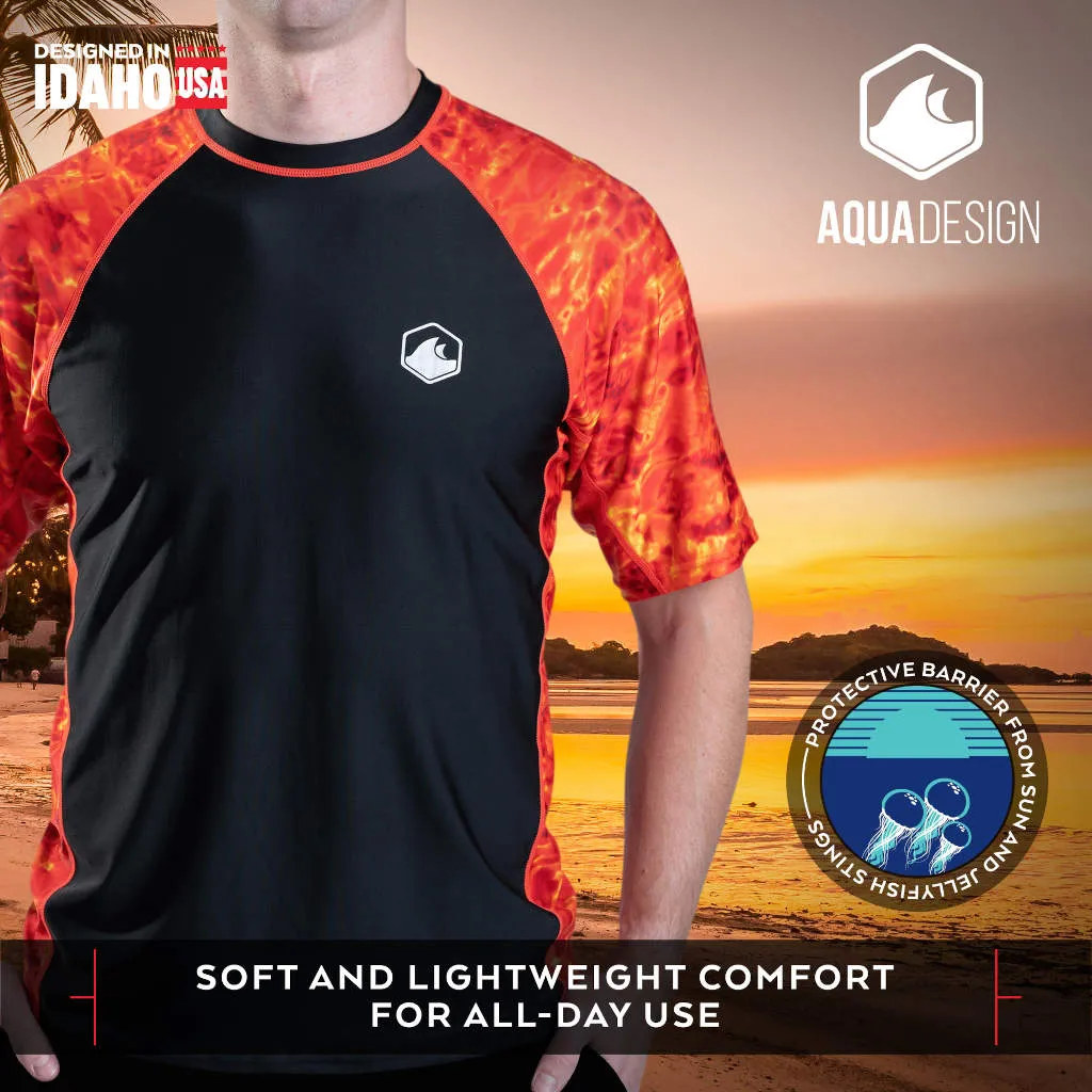 Mens Rash Guard Short Sleeve Swim Shirt UV 50  | Aqua Design