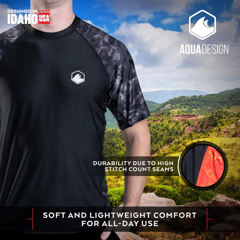 Mens Rash Guard Short Sleeve Swim Shirt UV 50  | Aqua Design