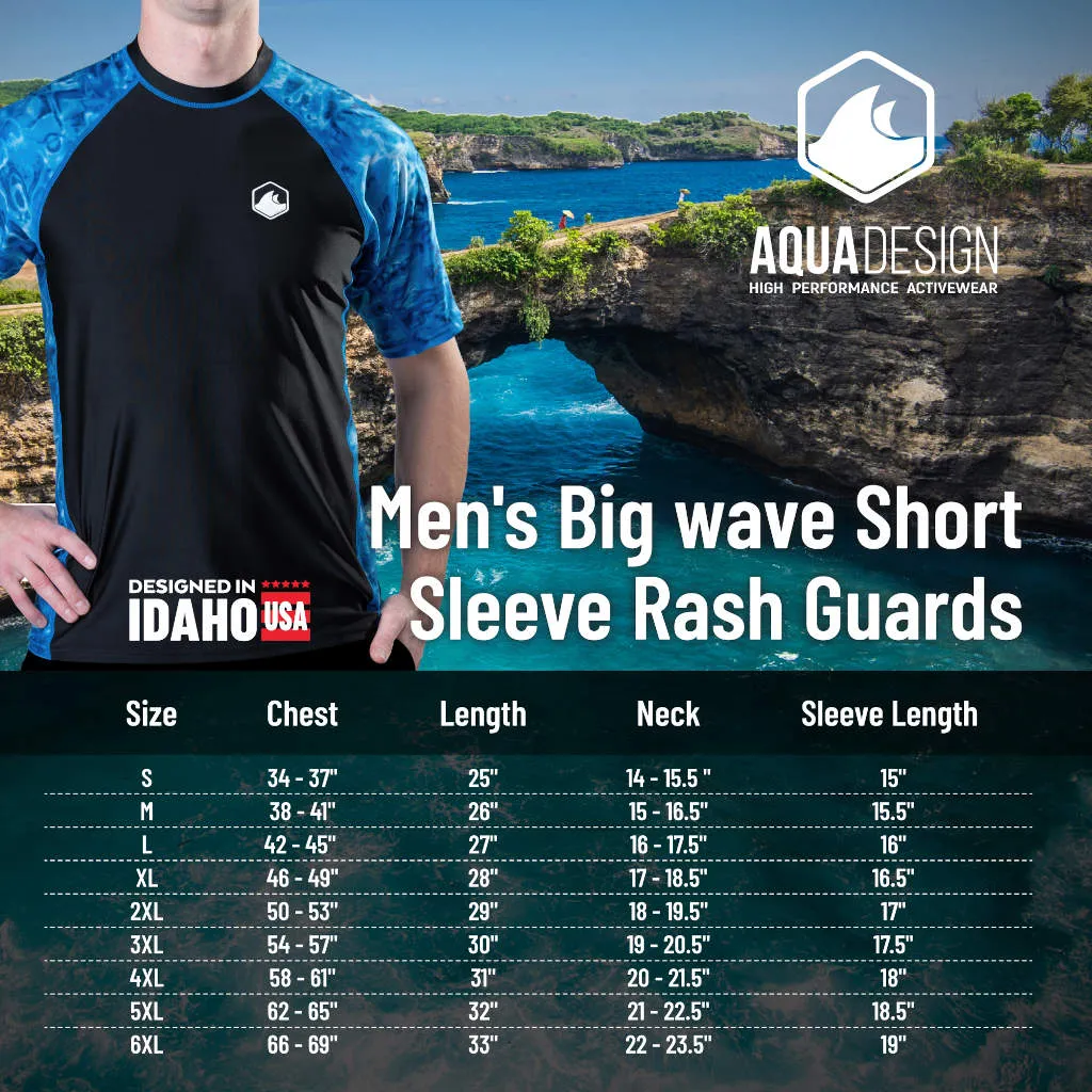 Mens Rash Guard Short Sleeve Swim Shirt UV 50  | Aqua Design