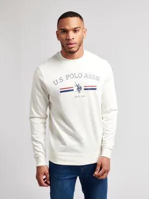Mens Rider Crew Neck Sweatshirt in Marshmallow
