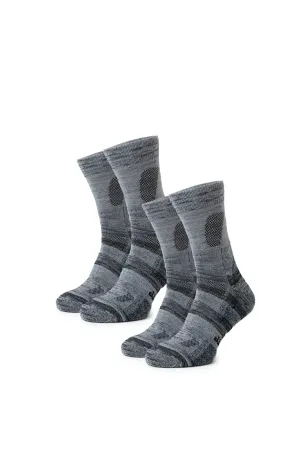 Merino Wool Hiking Socks - (Pack of 2) Heather Shadow