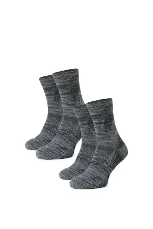 Merino Wool Hiking Socks - (Pack of 2) Heathered Cloud