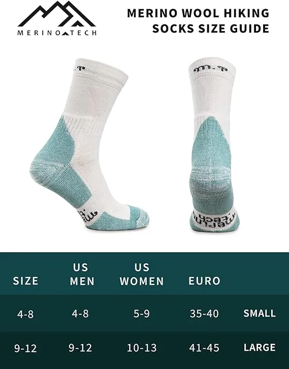 Merino Wool Hiking Socks - (Pack of 2) Heathered Cloud