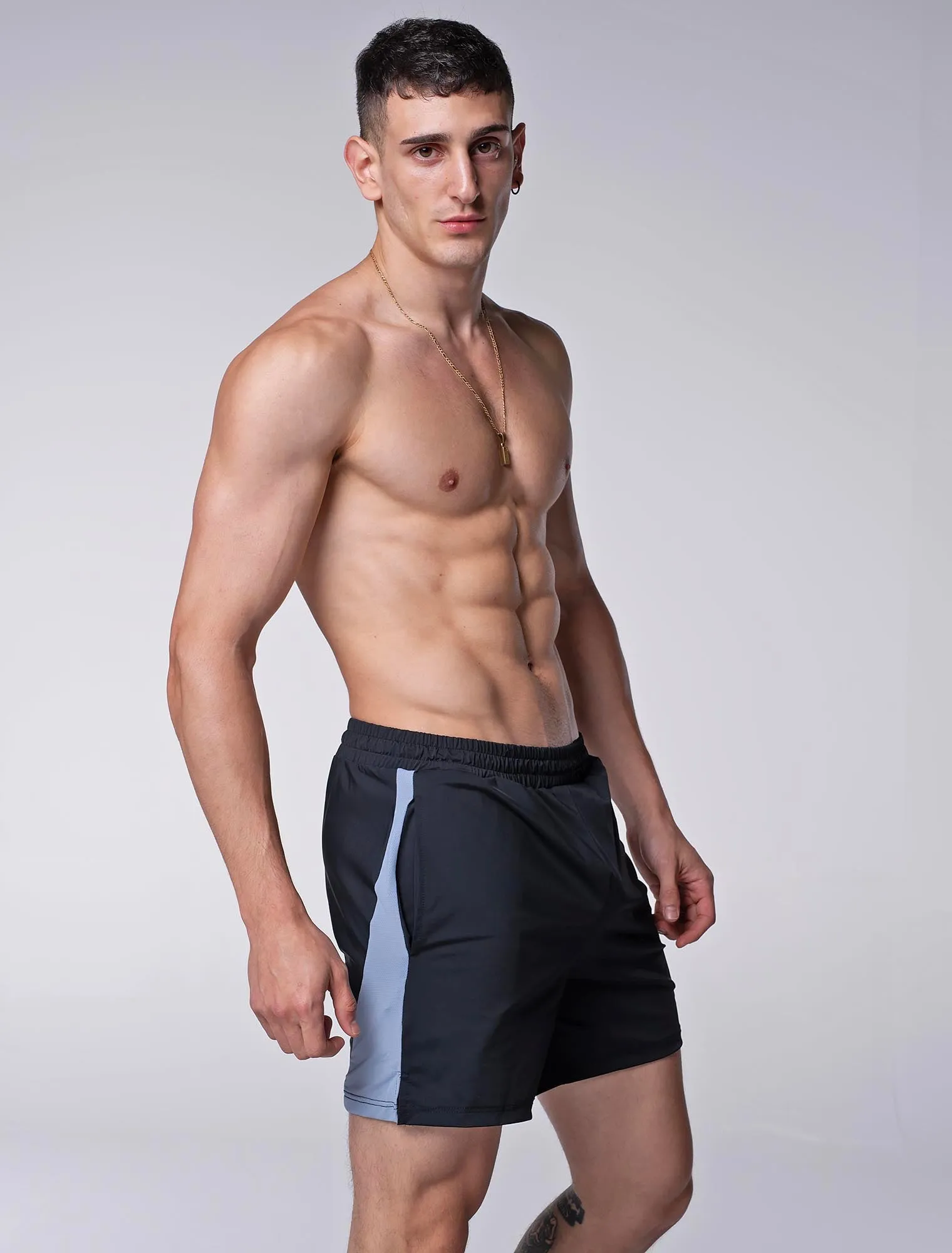 Mesh Panel Sports Shorts - Vesuvius