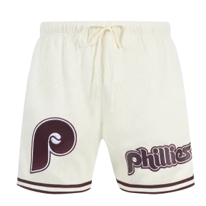 MLB PHILADELPHIA PHILLIES RETRO LOGO MEN'S MESH SHORT (EGGSHELL/WINE)