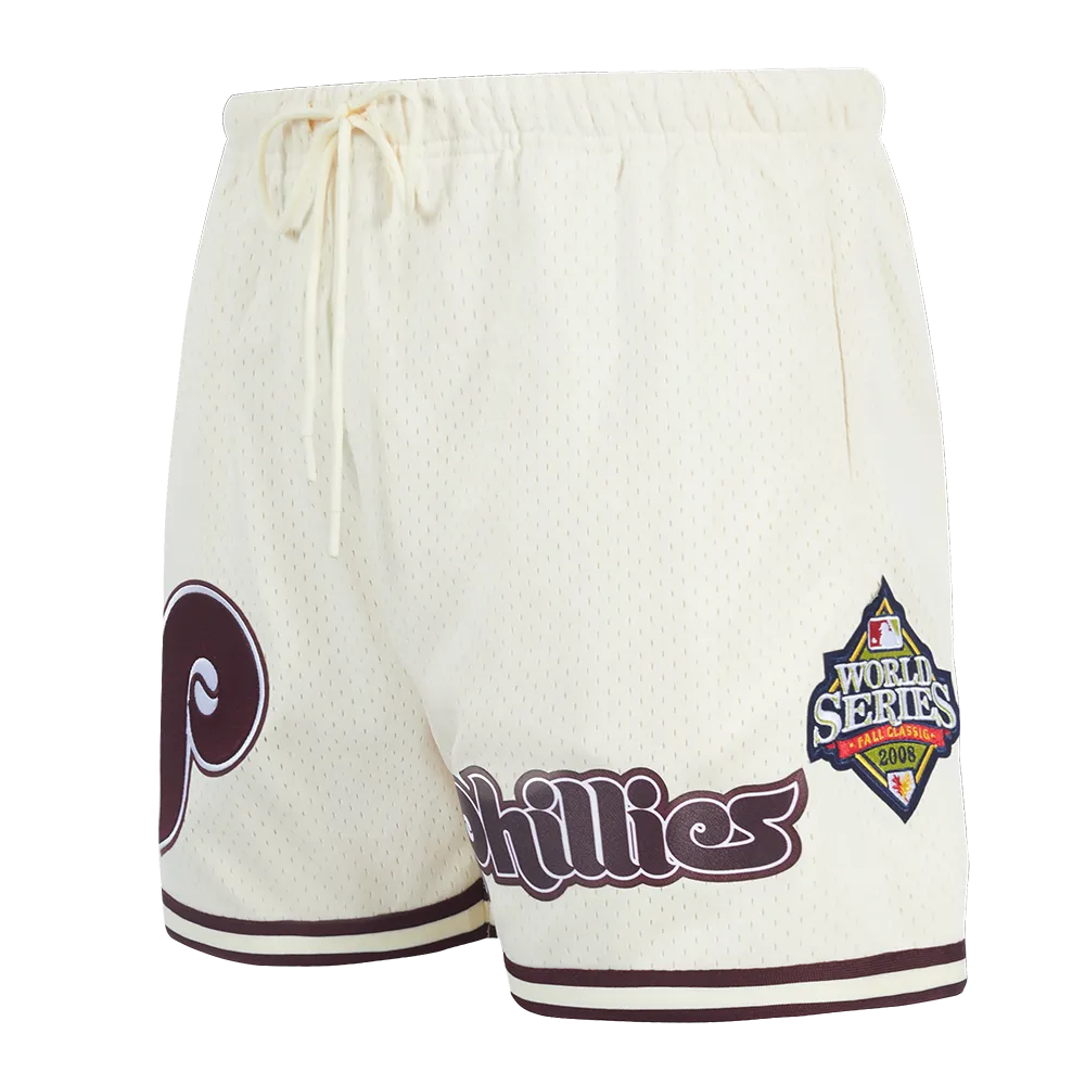 MLB PHILADELPHIA PHILLIES RETRO LOGO MEN'S MESH SHORT (EGGSHELL/WINE)