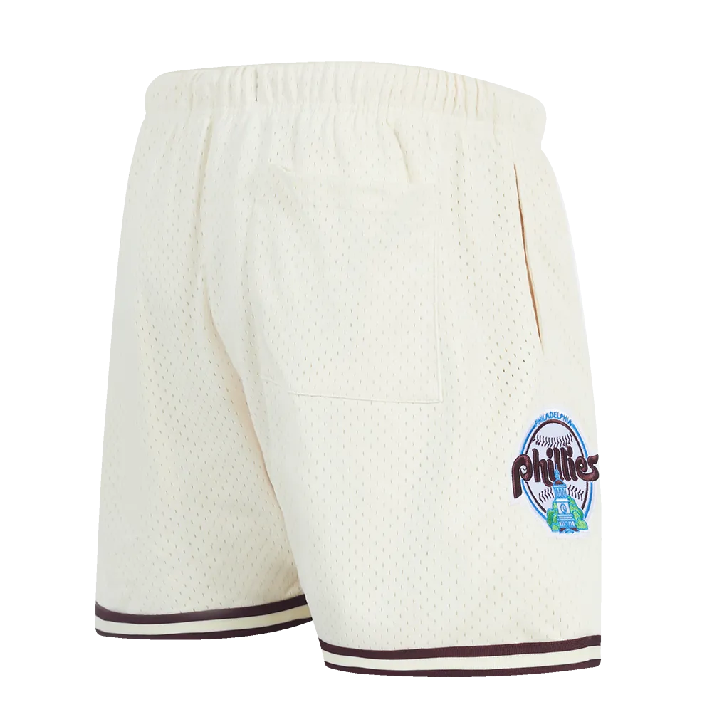 MLB PHILADELPHIA PHILLIES RETRO LOGO MEN'S MESH SHORT (EGGSHELL/WINE)