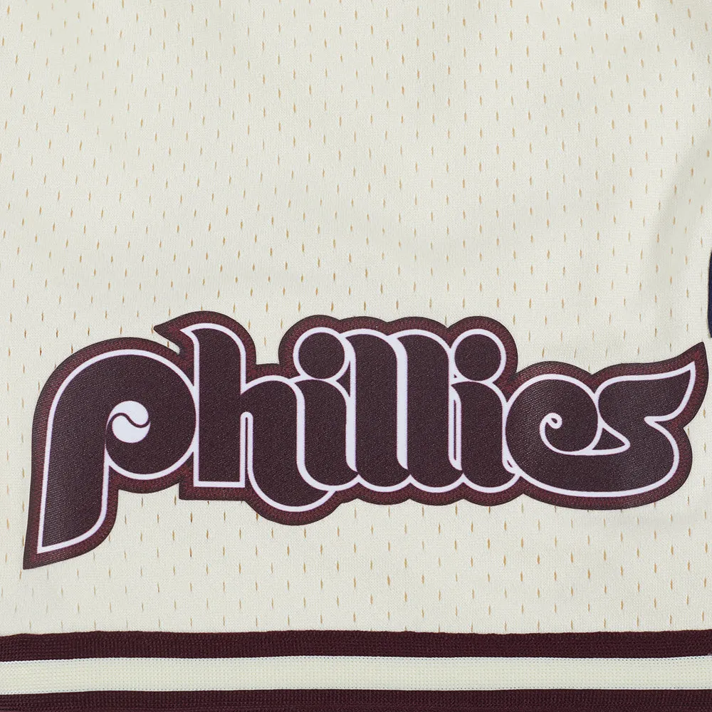 MLB PHILADELPHIA PHILLIES RETRO LOGO MEN'S MESH SHORT (EGGSHELL/WINE)