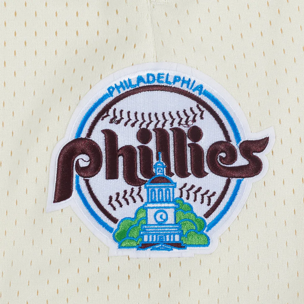 MLB PHILADELPHIA PHILLIES RETRO LOGO MEN'S MESH SHORT (EGGSHELL/WINE)