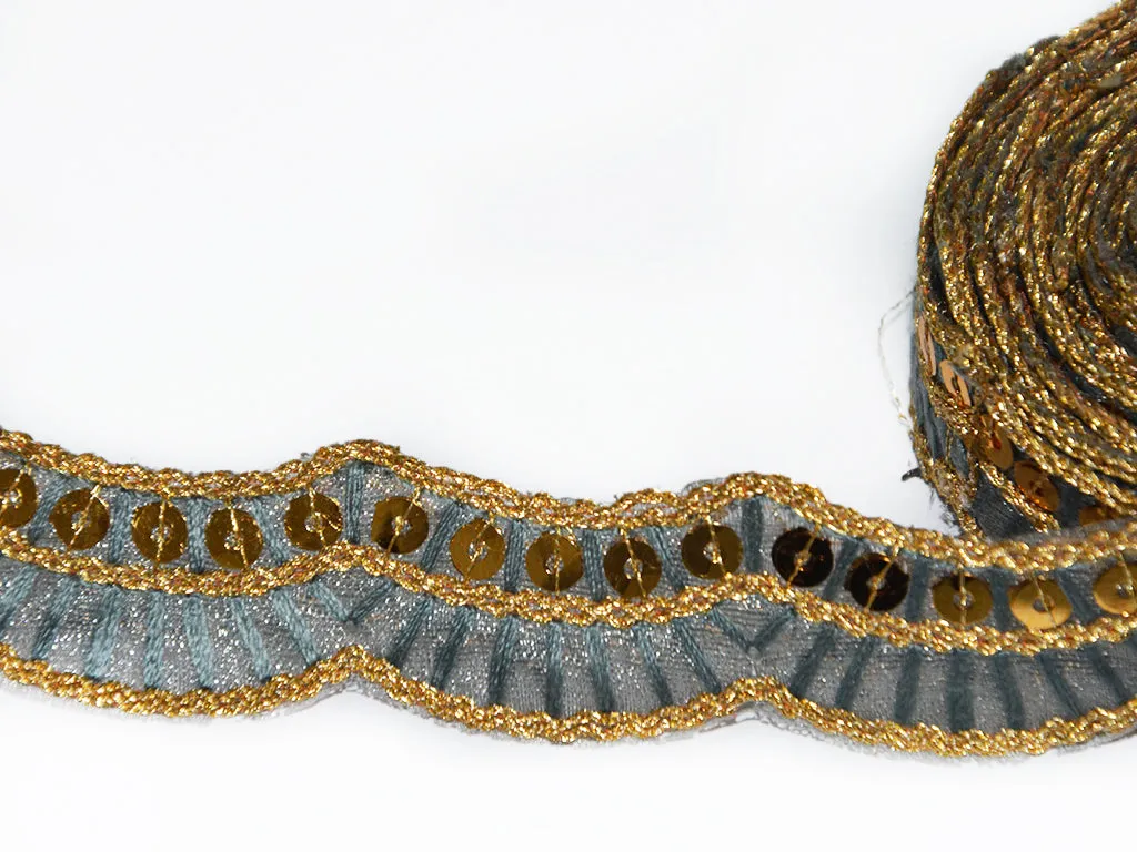 Multicolor Sequins & Thread Embroidered Border