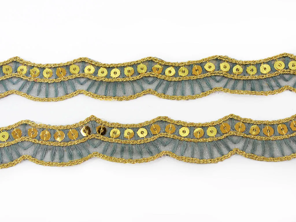 Multicolor Sequins & Thread Embroidered Border