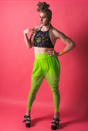 Neon Green Sheer Harem Pants