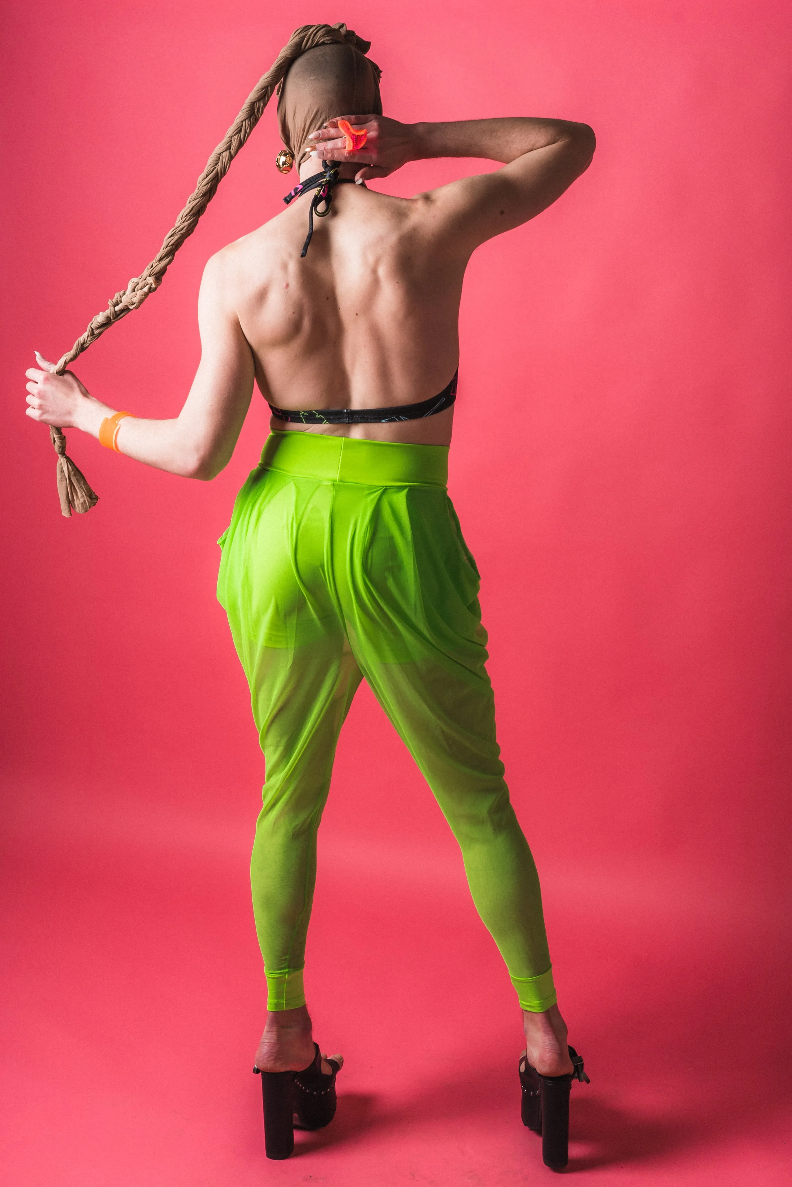 Neon Green Sheer Harem Pants