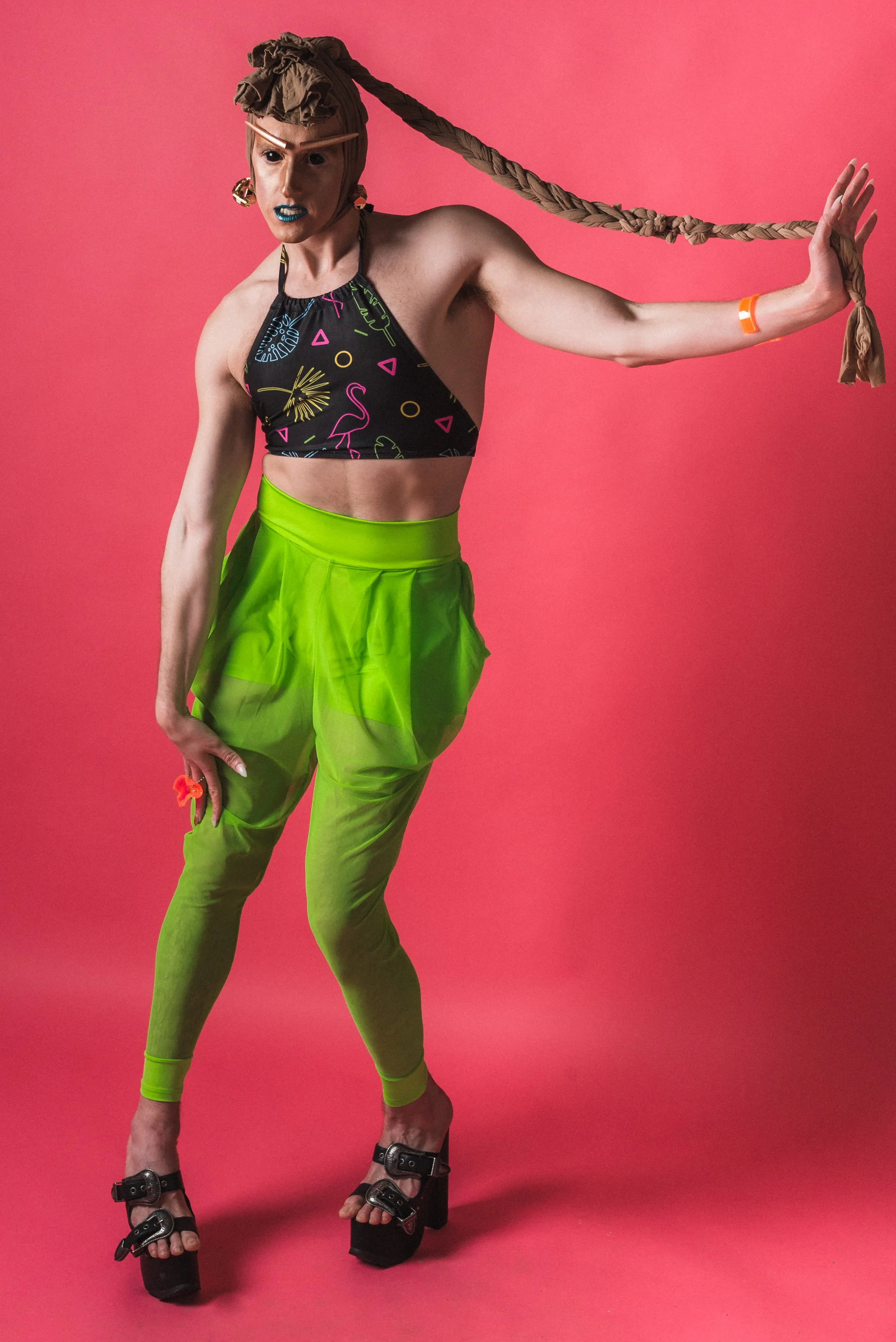 Neon Green Sheer Harem Pants