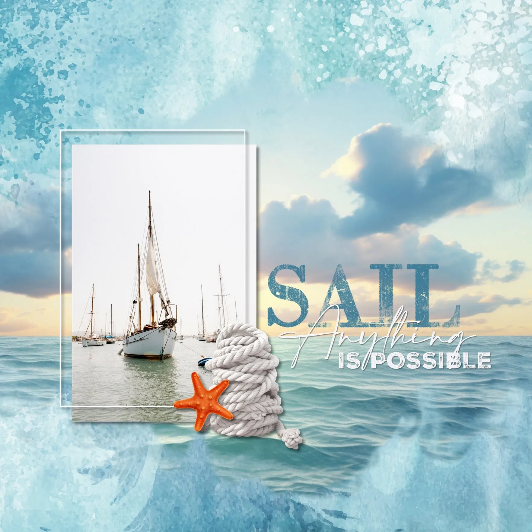 Ocean Masked Overlays Digital Scrapbook Bundle