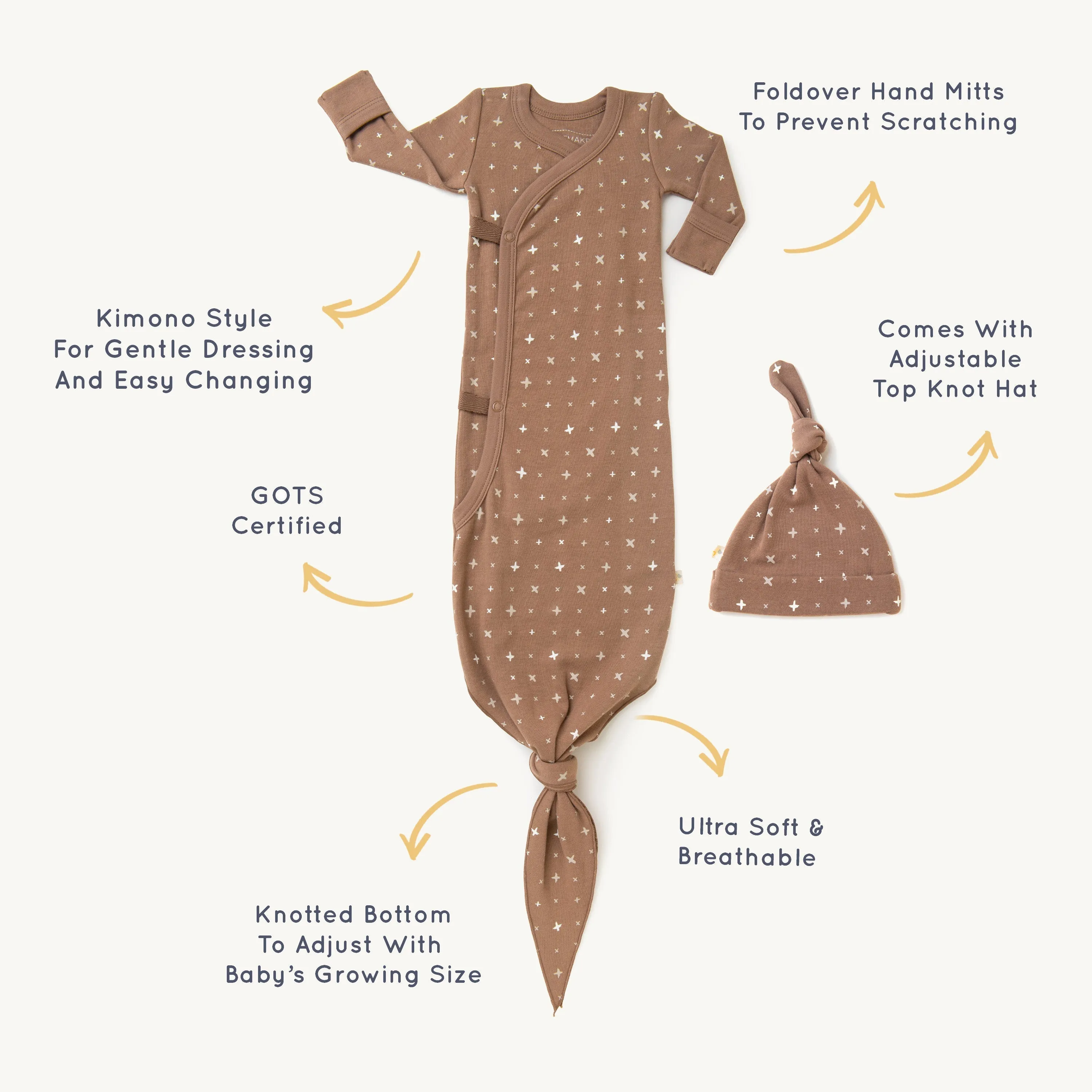 Organic Kimono Knot Sleep Gown - Sparkle